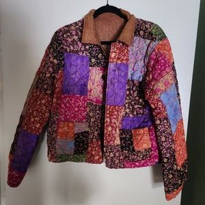 Anu by Natural Reversible Quilted Jacket - Size Medium